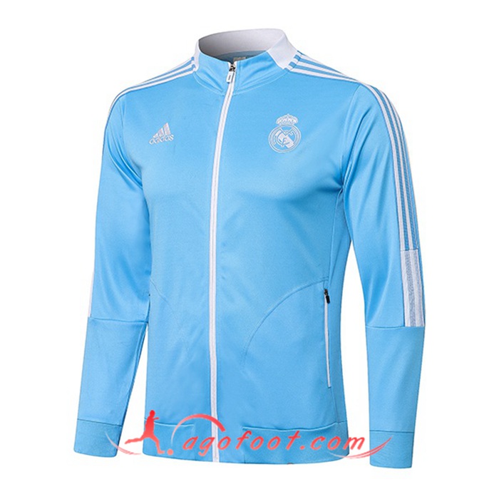 Nouveaux Veste Foot Real Madrid Bleu/Blanc 2021/2022