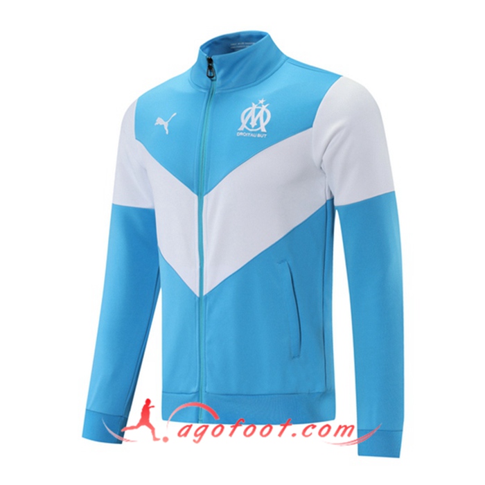 Nouveaux Veste Foot Marseille OM Blanc/Bleu 2021/2022