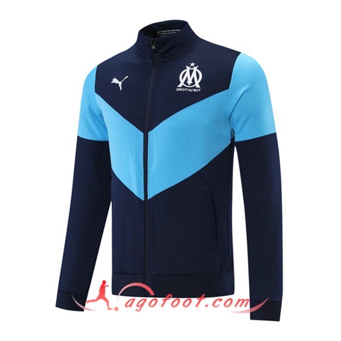 Nouveaux Veste Foot Marseille OM Bleu/Noir 2021/2022
