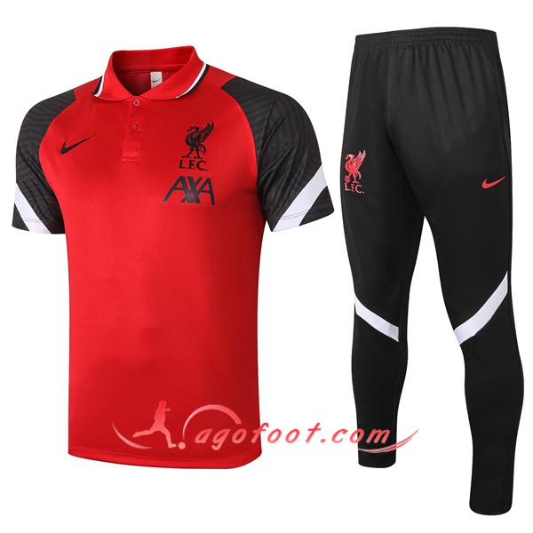 Ensemble Polo FC Liverpool + Pantalon Rouge/Noir 20/21