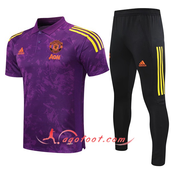 Ensemble Polo Manchester United + Pantalon Violet/Jaune 20/21