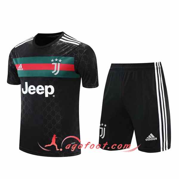 Ensemble Training T-Shirts Juventus + Shorts Noir/Vert 20/21