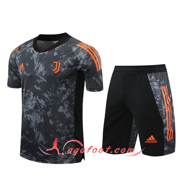 Ensemble Training T-Shirts Juventus + Shorts Gris/Jaune 20/21