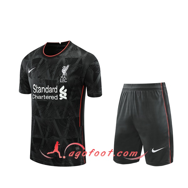Ensemble Training T-Shirts FC Liverpool + Shorts Noir/Blanc 20/21