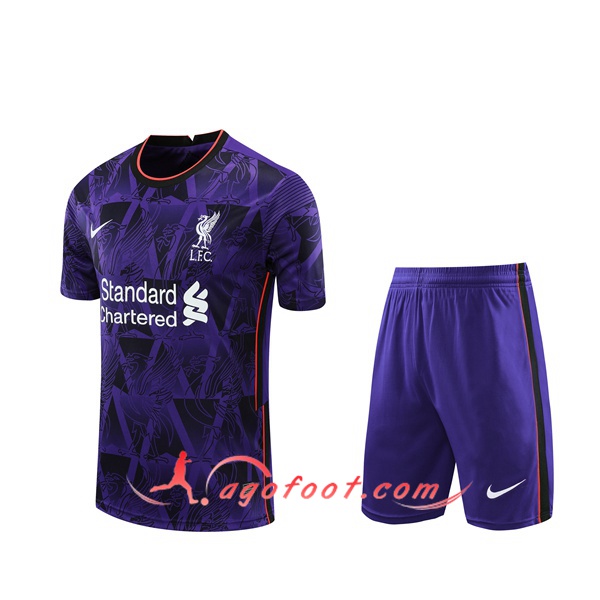 Ensemble Training T-Shirts FC Liverpool + Shorts Violet/Blanc 20/21