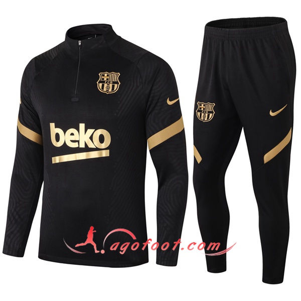 Ensemble Survetement de Foot FC Barcelone Noir/Jaune 20/21
