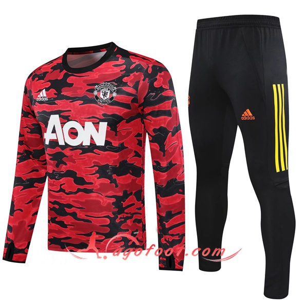 Ensemble Survetement de Foot Manchester United Noir/Rouge 20/21