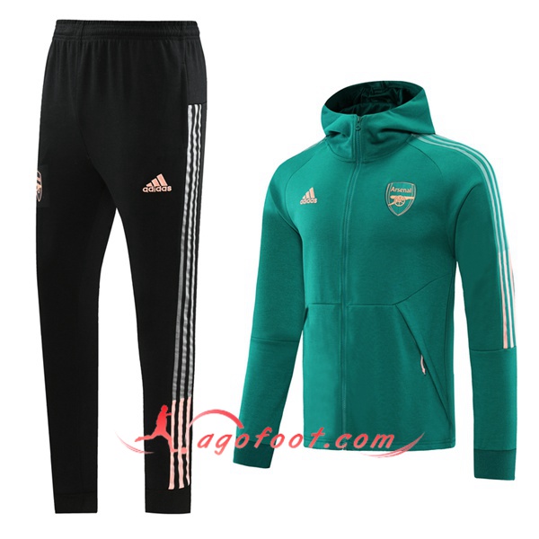 Ensemble Veste A Capuche Survetement Arsenal Vert 20/21
