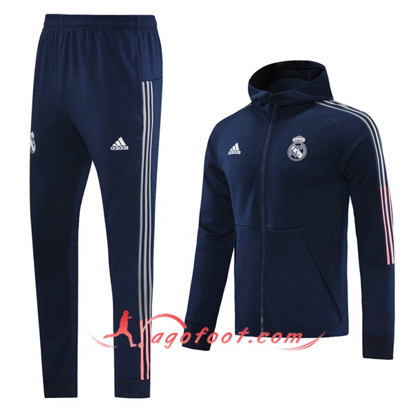Ensemble Veste A Capuche Survetement Real Madrid Bleu Marin 20/21