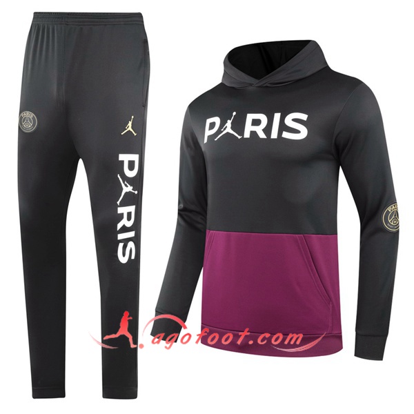 Ensemble Veste A Capuche Survetement Jordan PSG Noir/Violet 20/21