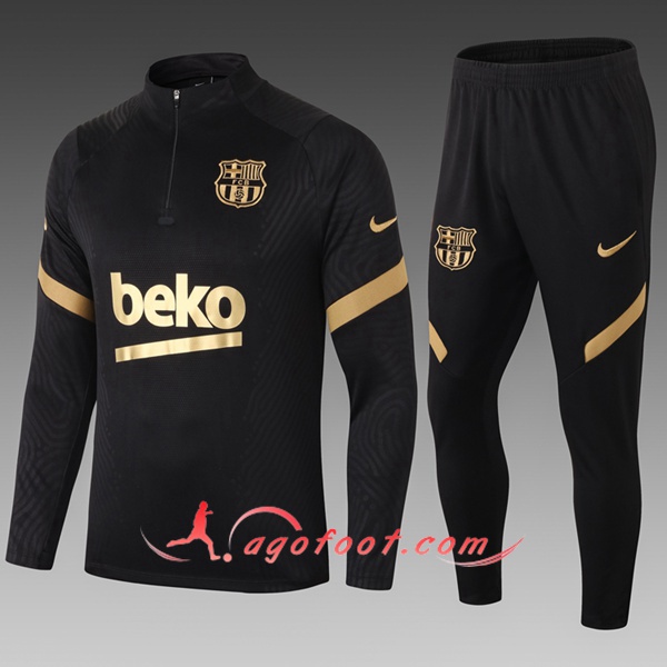 Nouveau Survetement de Foot FC Barcelone Enfant Noir 20/21