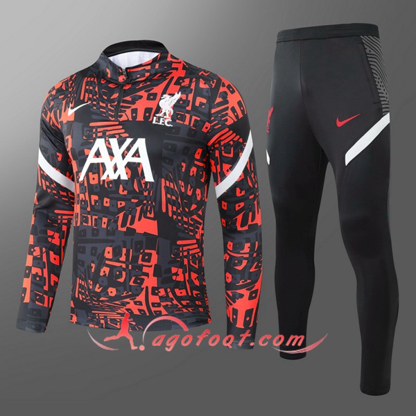 Nouveau Survetement de Foot FC Liverpool Enfant Rouge/Noir 20/21
