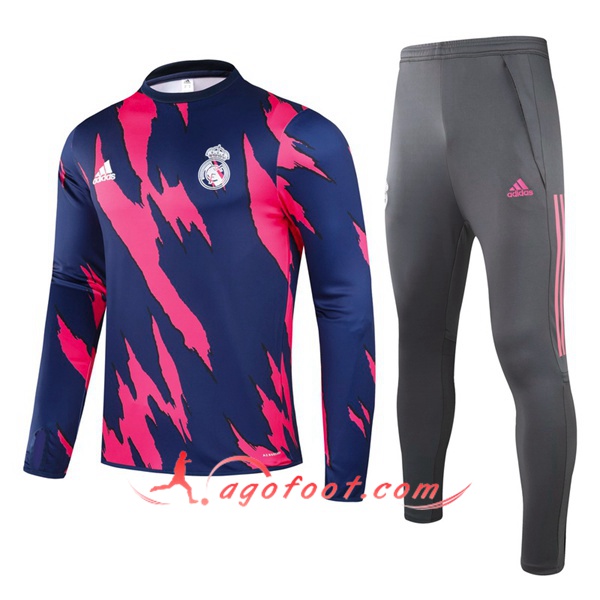 Nouveau Survetement de Foot Real Madrid Enfant Noir/Rose 20/21