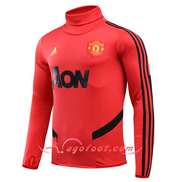 Nouveau Training Sweatshirt Manchester United Rouge Col Haut 19/20