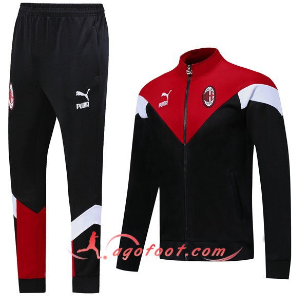 Ensemble Survetement Foot - Veste AC Milan Noir Rouge 19/20