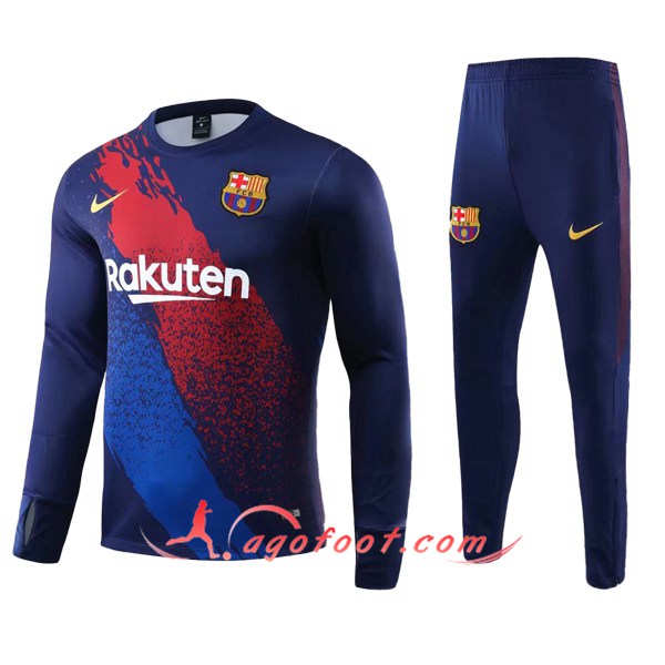 Ensemble Survetement Foot FC Barcelone Bleu Rouge 19/20