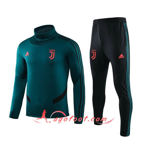Ensemble Survetement Foot Juventus Vert Col Haut 19/20