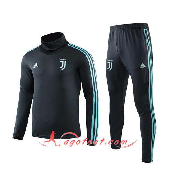 Ensemble Survetement Foot Juventus Cyan Col Haut 19/20
