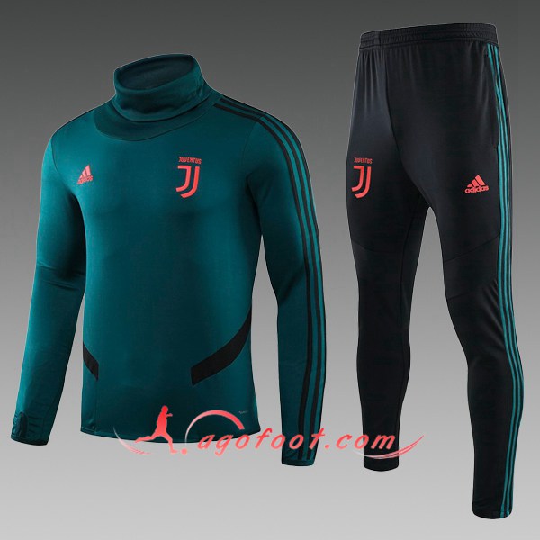 Nouveau Survetement de Foot Juventus Enfant Vert Col Haut 19/20