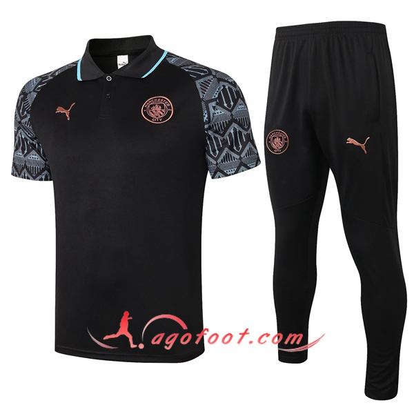 Ensemble Polo Manchester City + Pantalon Noir 20/21