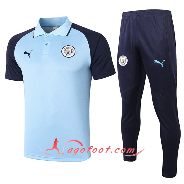 Ensemble Polo Manchester City + Pantalon Bleu 20/21