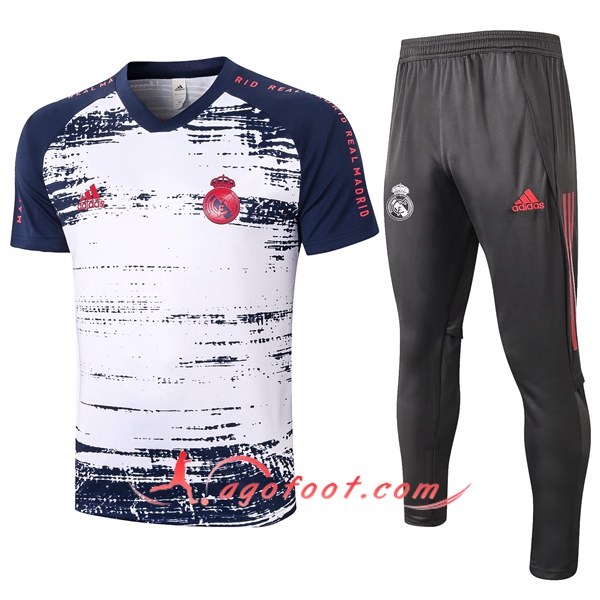 Ensemble Training T-Shirts Real Madrid + Pantalon Bleu 20/21