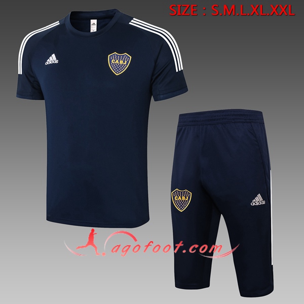 Ensemble Training T-Shirts Boca Juniors + Pantalon 3/4 Bleu Royal 20/21