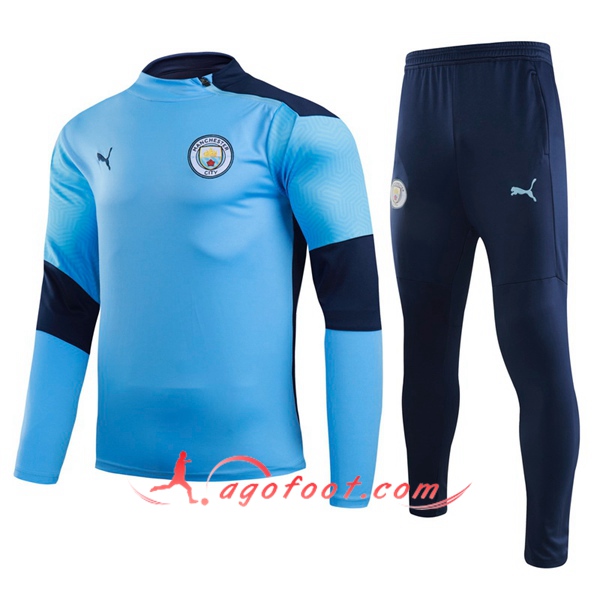 Ensemble Survetement de Foot Manchester City Bleu 20/21