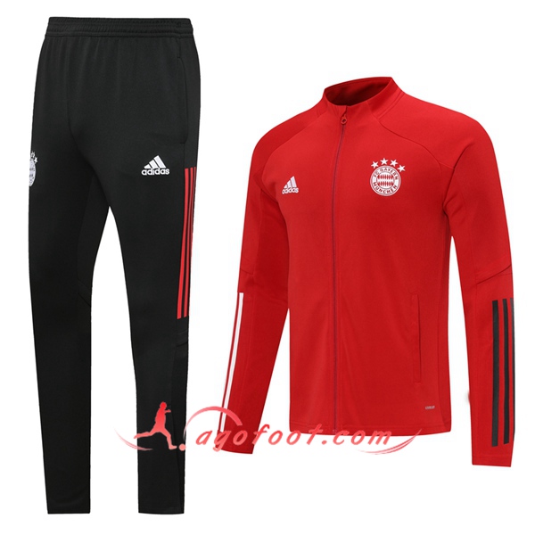 Ensemble Survetement de Foot - Veste Bayern Munich Rouge 20/21