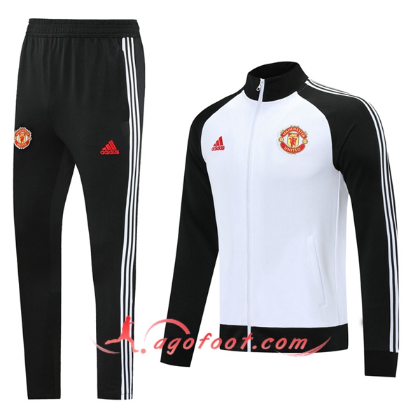 Ensemble Survetement de Foot - Veste Manchester United Blanc 20/21