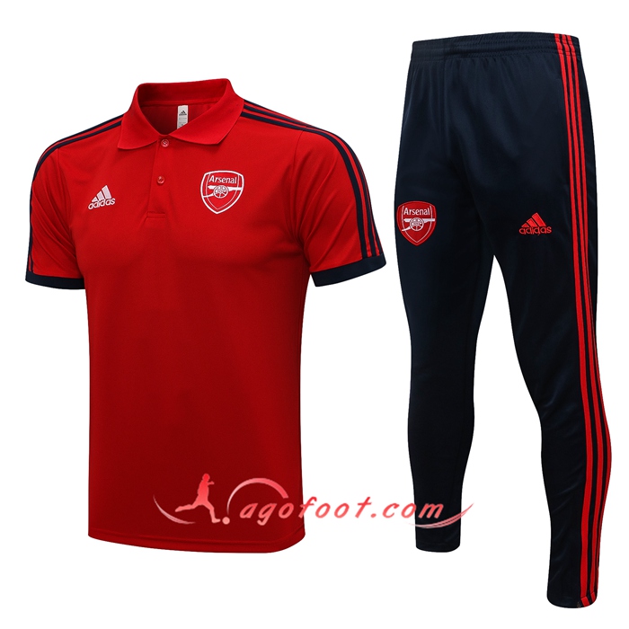 Ensemble Polo FC Arsenal + Pantalon Rouge/Noir 2021/2022