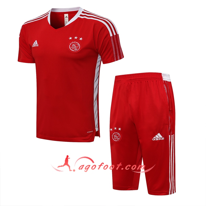 Ensemble Training T-Shirts AFC Ajax + Short Rouge/Blanc 2021/2022