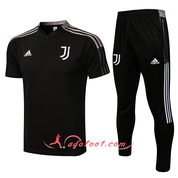 Ensemble Training T-Shirts Juventus + Pantalon Noir/Blanc 2021/2022