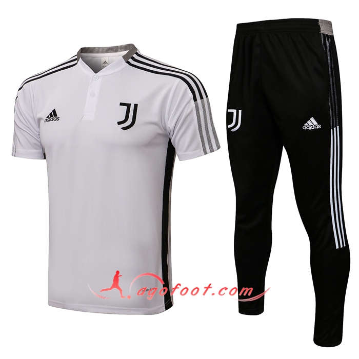 Ensemble Training T-Shirts Juventus + Pantalon Blanc/Noir 2021/2022