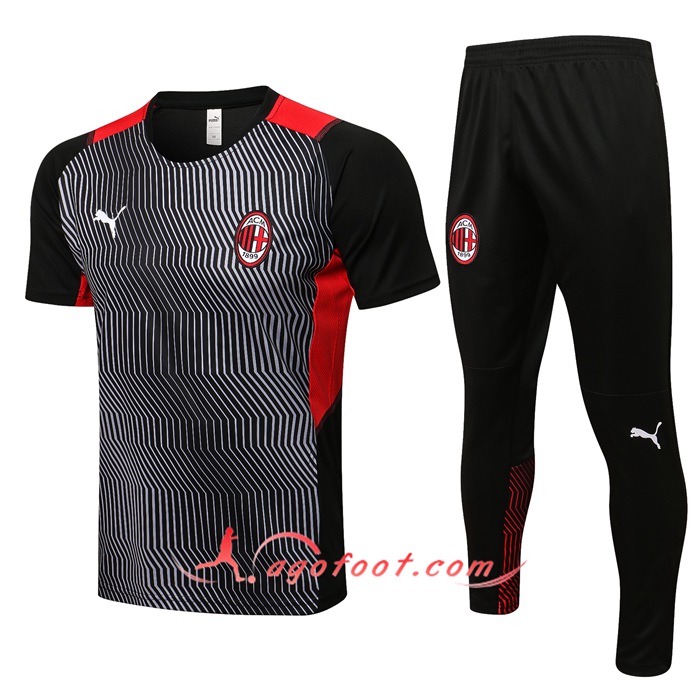 Ensemble Training T-Shirts AC Milan + Pantalon Rouge/Noir 2021/2022