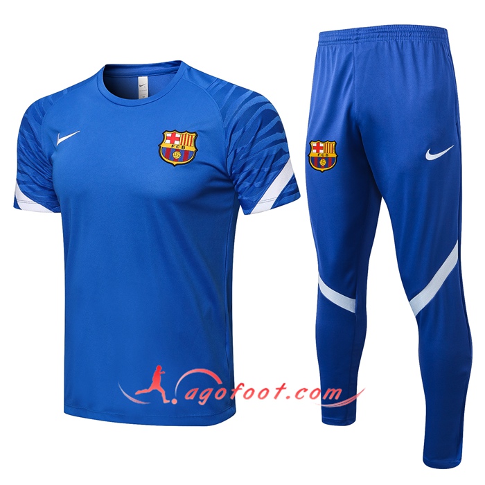 Ensemble Training T-Shirts FC Barcelone + Pantalon Bleu/Blanc 2021/2022