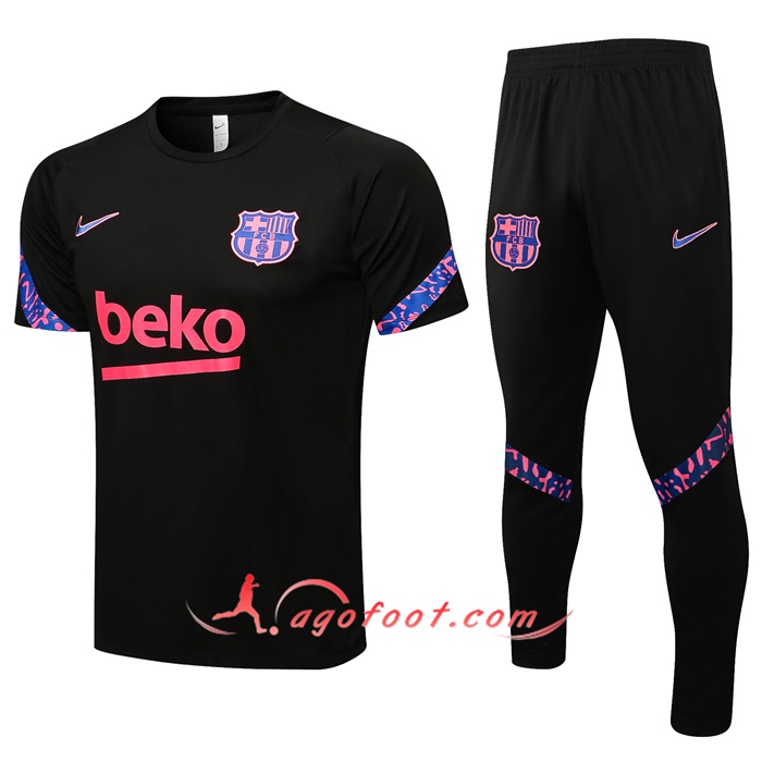 Ensemble Training T-Shirts FC Barcelone + Pantalon Noir/Pourpre 2021/2022