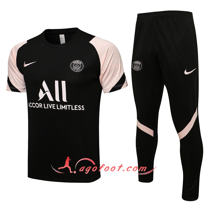 Ensemble Training T-Shirts Jordan PSG + Pantalon Noir/Rose 2021/2022