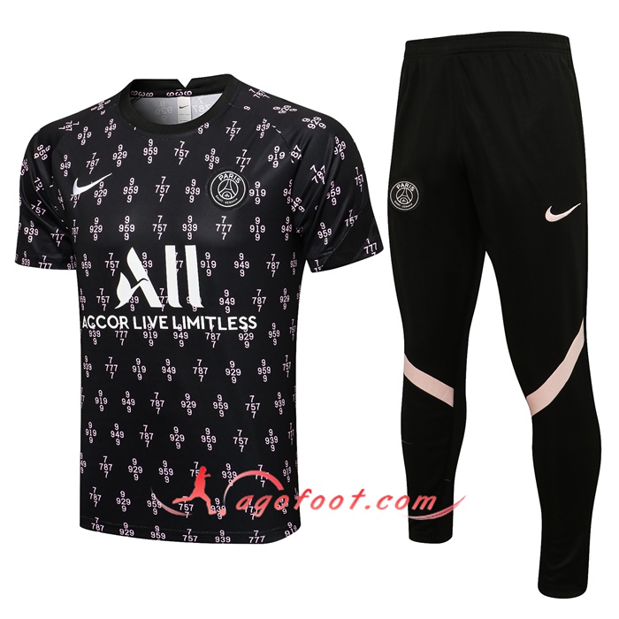 Ensemble Training T-Shirts Jordan PSG + Pantalon Noir/Blanc 2021/2022
