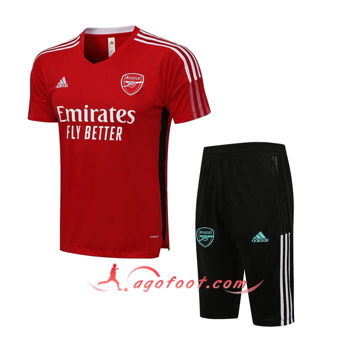 Ensemble Training T-Shirts FC Arsenal + Short Rouge/Blanc 2021/2022