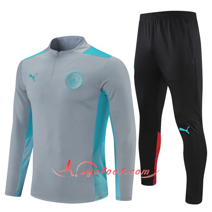 Ensemble Survetement Foot Manchester City Bleu/Gris 2021/2022