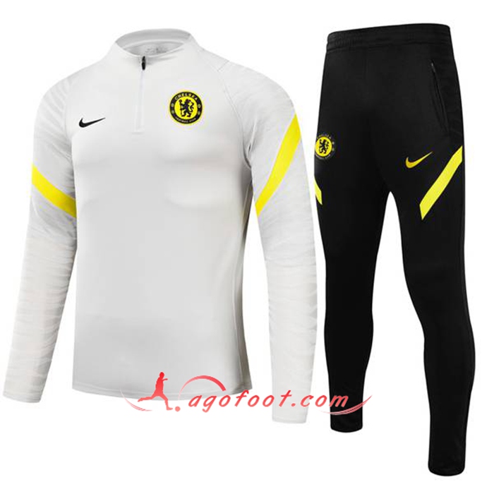 Ensemble Survetement Foot FC Chelsea Noir/Blanc 2021/2022