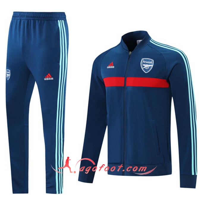 Ensemble Survetement Foot - Veste FC Arsenal Bleu Marin/Rouge 2021/2022