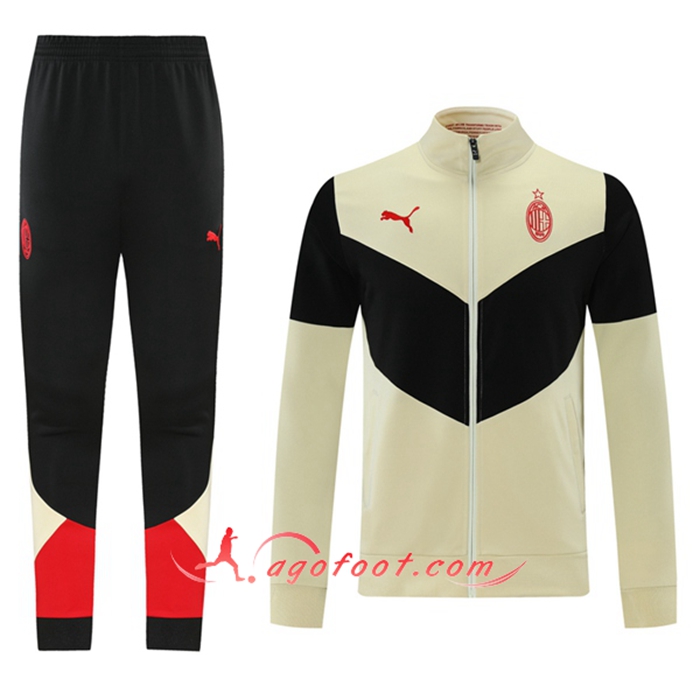 Ensemble Survetement Foot - Veste AC Milan Jaune/Noir 2021/2022
