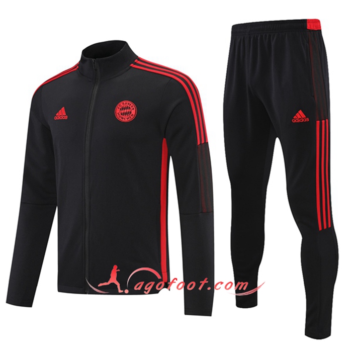 Ensemble Survetement Foot - Veste Bayern Munich Rouge/Noir 2021/2022