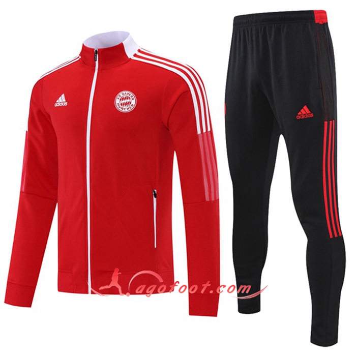 Ensemble Survetement Foot - Veste Bayern Munich Rouge 2021/2022