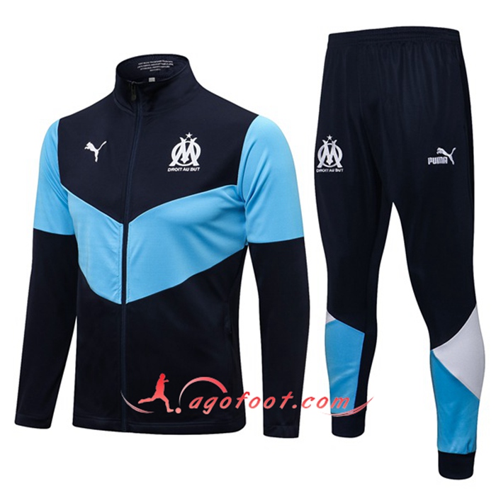 Ensemble Survetement Foot - Veste Marseille OM Bleu/Noir 2021/2022 -1
