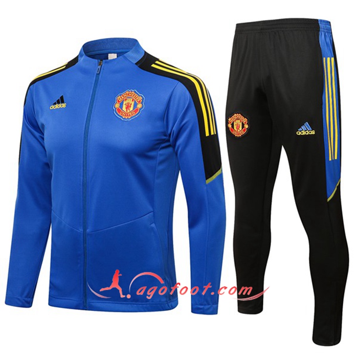 Ensemble Survetement Foot - Veste Manchester United Bleu/Noir 2021/2022