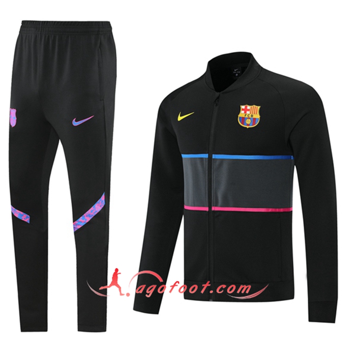 Ensemble Survetement Foot - Veste FC Barcelone Bleu/Noir/Rose 2021/2022