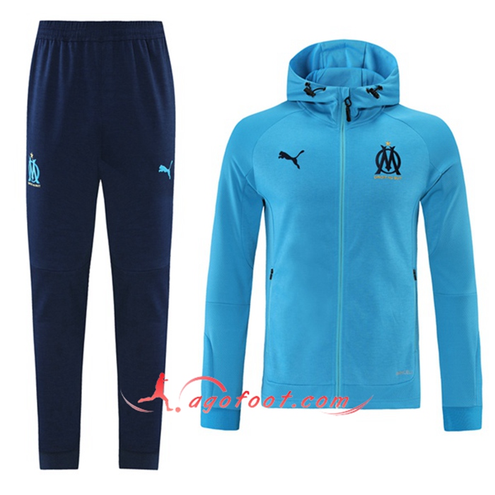 Ensemble Veste A Capuche Survetement - Veste Marseille OM Bleu 2021/2022